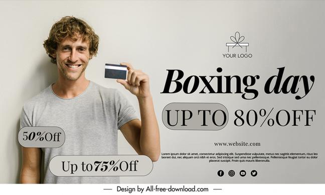 boxing day banner template modern man gesture