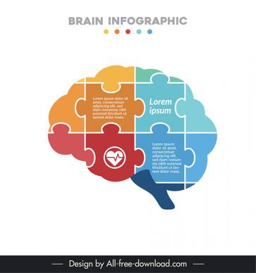 brain infographic design elements flat puzzle joints layout