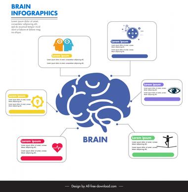brain infographic template flat ui symbols 