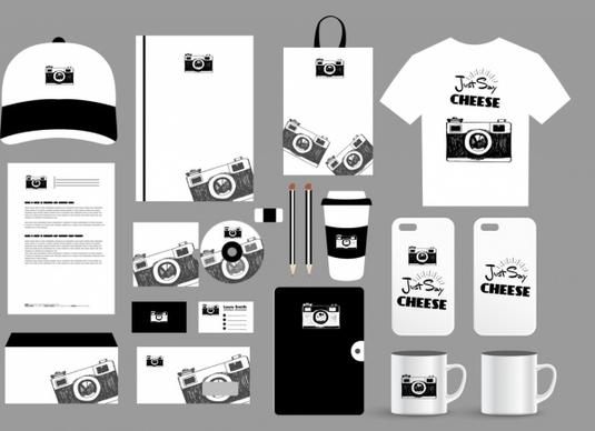 brand identity sets camera decor mockup design