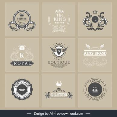 brand logotypes retro royal theme calligraphic decor