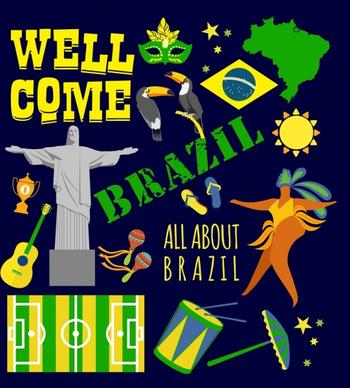 brazil advertising banner colorful national design elements
