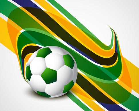 brazil flag concept stylish wave soccer background colorful vector