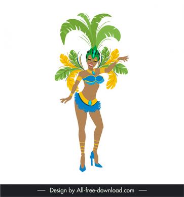 brazil symbol icon cartoon lady dancer traditional costume sketch 