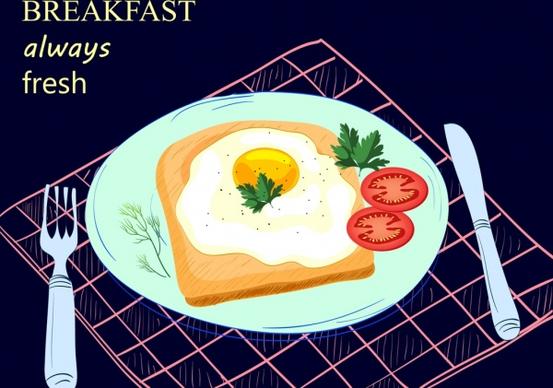 breakfast advertising fried egg dishware icons decoration