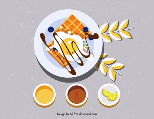 breakfast preparation painting colorful classical flat design