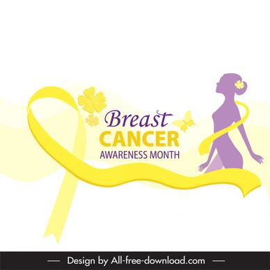 breast cancer awareness month banner elegant silhouette lady ribbon flowers decor
