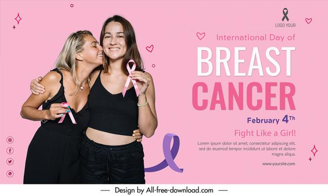 breast cancer day banner template dynamic realistic women 