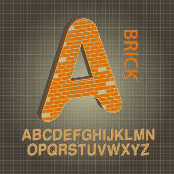 brick style alphabet font design vector