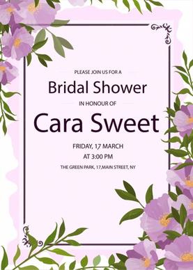 bridal shower invitation card violet flowers decoration