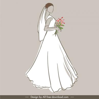 bride fashion design element haddrawn silhouette outline