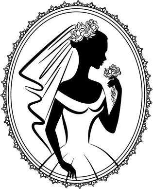 bride silhouette 05 vector