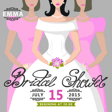 bride with wedding invitation vector
