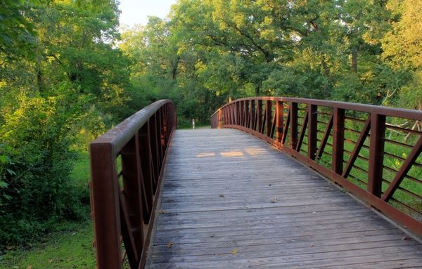 bridge in the park at chain o lakes state park illinois
