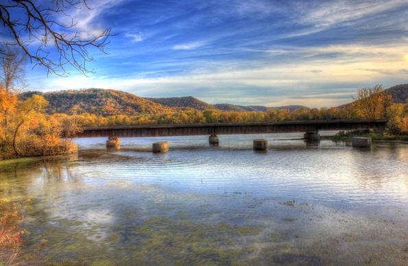 bridge on the backwaters of the mississippi at perrot state park wisconsin