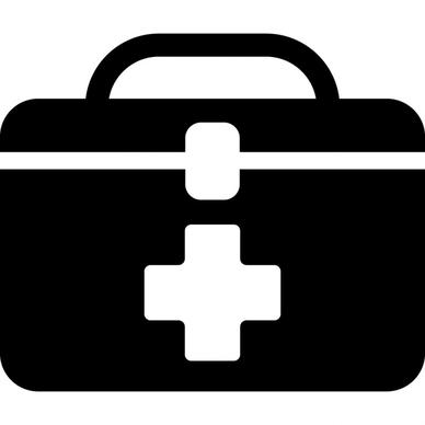 briefcase medical toolkit sign icon flat silhouette contrast design