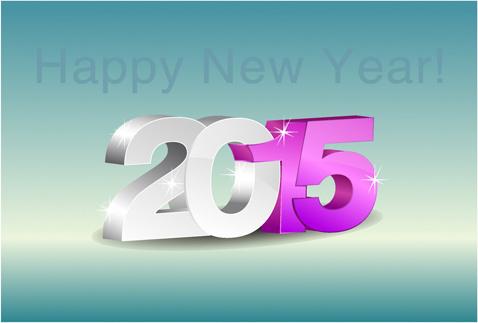 bright 3d15 new year text design vector
