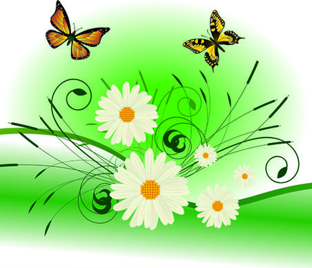 bright background with flowers design vector