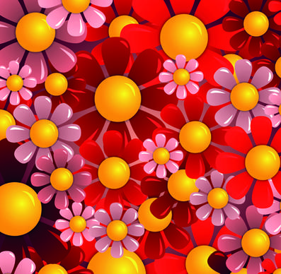 bright colorful flowers vector background set
