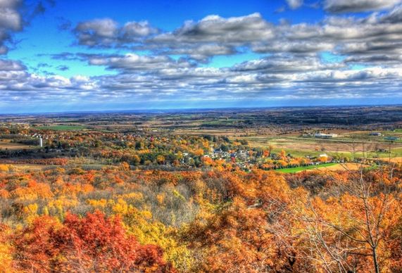 bright fall colors in blue mound state park wisconsin