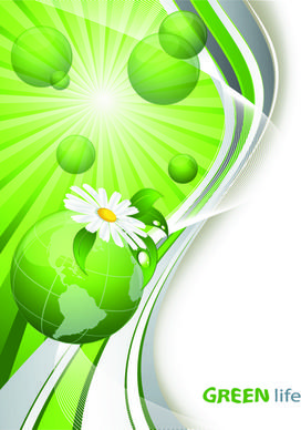 bright green background with flower vector