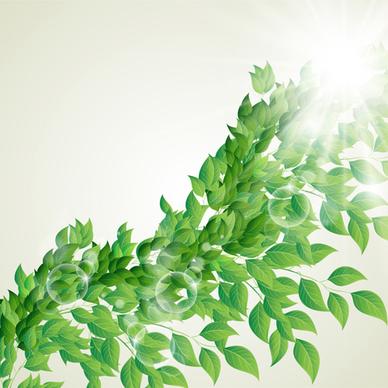 bright green leaves with air bubble vector background