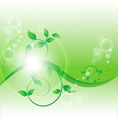 bright green leaves with air bubble vector background