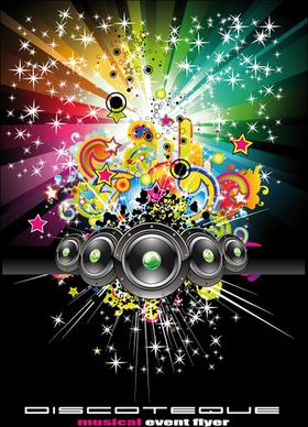 bright music theme elements background vector