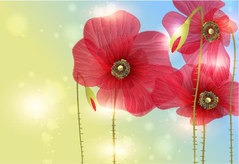 bright with flowers free vector