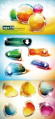 digital buttons templates modern sparkling colorful shapes