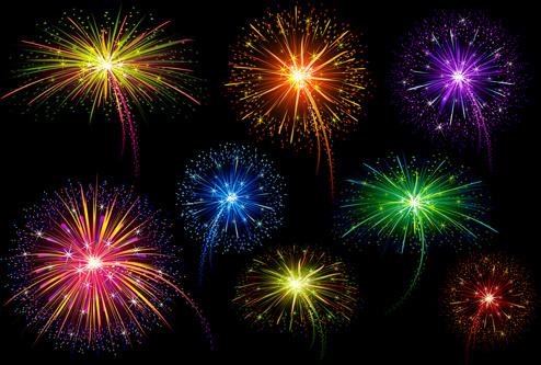 brilliant holiday fireworks vectors set
