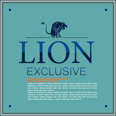 brochure cover design with lion on colored background