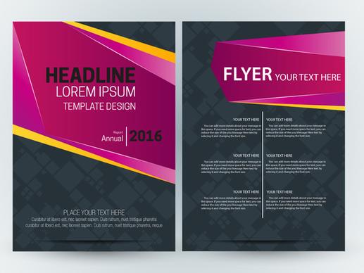 brochure design with dark vignette and pink style