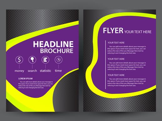 brochure flyer design with dark violet background