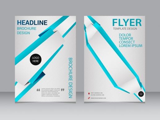 brochure flyer template 3d modern design blue lines