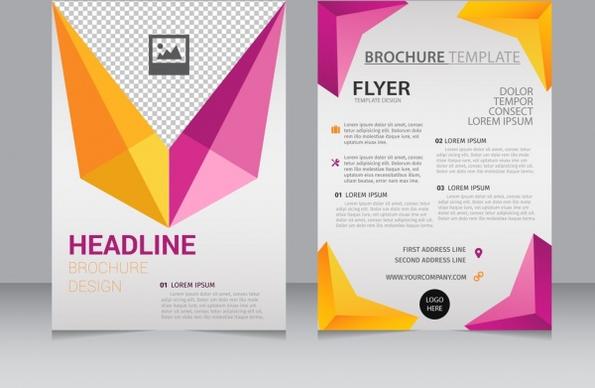 brochure flyer template colorful 3d geometry decoration