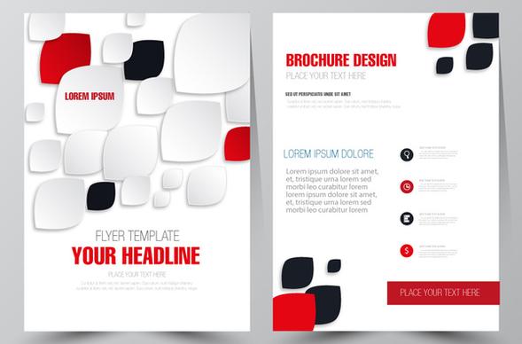 brochure flyer template design with colored rounded icons