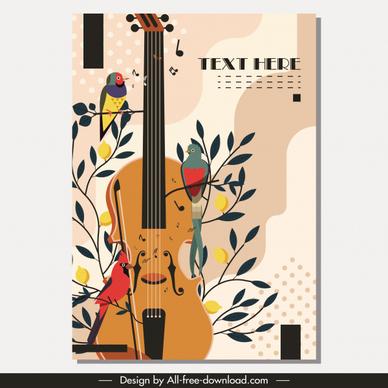 brochure template birds flora guitars icons retro design