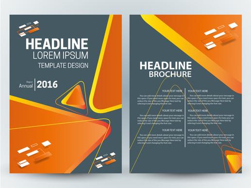 brochure template vector design with modern triangles illustration