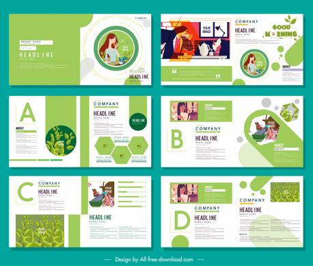brochure templates healthy life theme bright green white