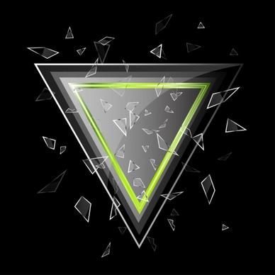 broken glass background shiny grey triangle dark design
