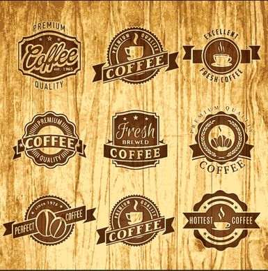 brown retro coffee labels vector