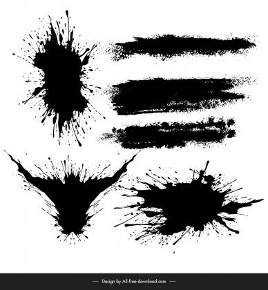 brush ink design elements black white grunge dynamic