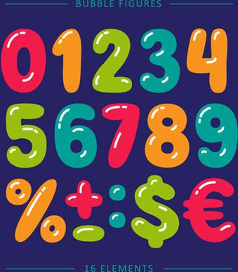 bubble numbers and symbols cartoon vector