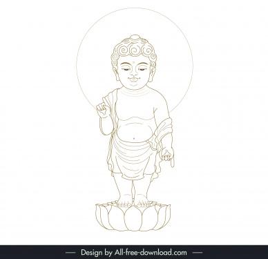 buddha birth design elements handdrawn kid outline