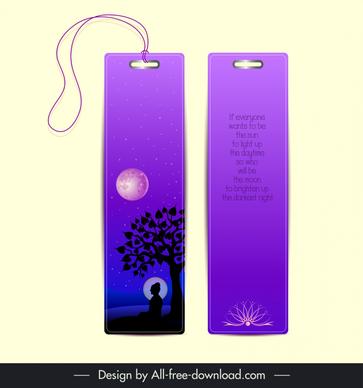 buddhism bookmarks template lord buddha meditation quotation texts moonlight bo tree decor