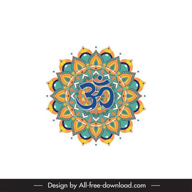  buddhism lotus symbol icon flat elegant classic symmetrical circle shape outline