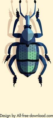 bug insect icon dark blue 3d design