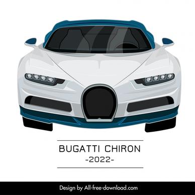 bugatti chiron 2022 car model advertising template modern symmetric front view sketch