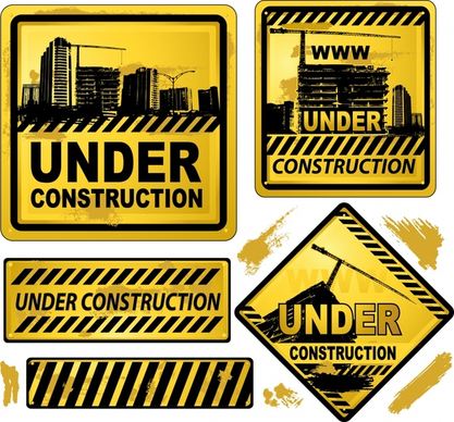 under construction sign templates classical black yellow design